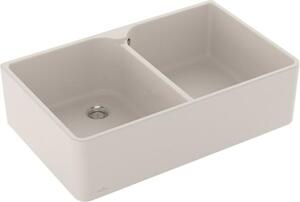 Villeroy & Boch VB lavello 80 X lavello doppia vasca 638001 795x500mm Crema CeramicPlus