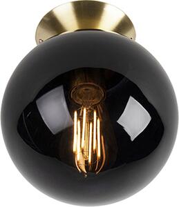 QAZQA - Plafoniera Art Déco I plafoniera I lampada I lampada ottone con vetro nero - Pallon I soggiorno I camera da letto - sfera I sferica - LED adatto E27