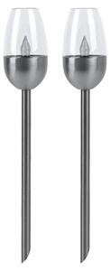 2 luci LED da esterno, lampada solare, metallo, colore nero, altezza 38 cm