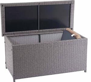 Contenitore per cuscini in polyrattan MCW-D88, cassapanca da giardino ~ Basic grigio, 63x135x52 cm, 320 l