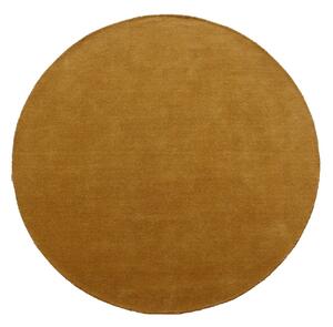 Tappeto rotondo 100% lana tessuto a mano D. 200 cm Ocra 1800g/m² - SELINA