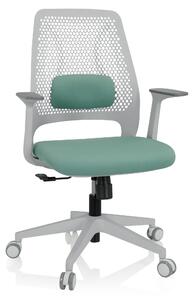 Sedia da ufficio PARFERIO W, rivestita in tessuto color menta, regolabile in altezza, dimensioni 63x56x109 cm