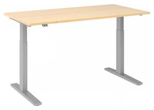Scrivania regolabile in altezza elettrica 160x80 cm, acero/argento