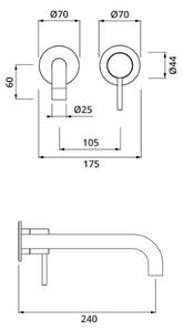 Herzbach MODUL7 Miscelatore da lavabo a parete, set di colori 240 mm, acciaio inossidabile