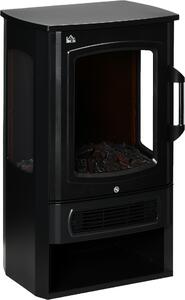 Moonbite, caminetto elettrico a LED, modello da pavimento, con effetto fiamma, 1000/2000 W, controllo automatico della temperatura per ambienti di 15-20 m², protezione contro il surriscaldamento, acciaio, colore nero