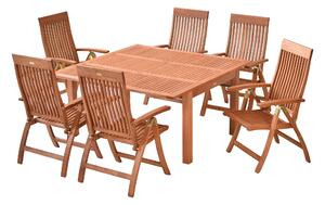 Set di mobili da giardino Merxx 7 pezzi Comodoro - 6 poltrone, 1 tavolo - Colore: marrone - Dimensioni: poltrona: 63x62x110 + tavolo: 100/150x150x74; 6x 25000-011 + 1x 25921-011