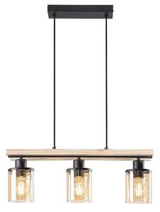 Rabalux 72083 Lampada a sospensione 3 punti Niylah, E27 legno, nero-arancio, rotonda, moderna, ø95mm