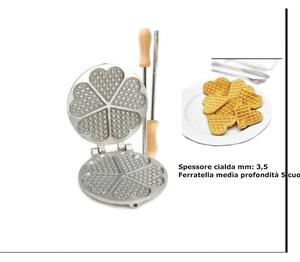 Stampo per ferratelle tondo media profondit� 5 cuori Dimensioni 18,5x18,5x h 7 cm Stampo rotondo in alluminio per uso alimentare