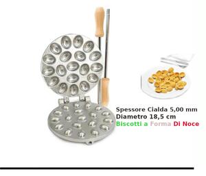 Biscottiera A GAS Rotonda Stampi per Ferratelle tondo 19 PZ noci gusci Dimensioni 18,5x18,5x h 7 cm Stampo rotondo in alluminio per uso alimentare
