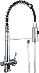 Miscelatore da cucina a filtro, doppia maniglia, funzione spray estraibile, bocca flessibile, cromo