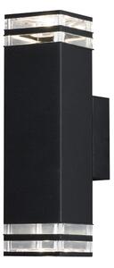 Konstsmide Pollux applique up/down con 2xstripes nero, base 2xGU10, max 2x7W, 240V, alluminio/vetro acrilico, 408-750