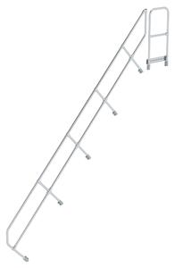 Scala con piattaforma a 45° secondo corrimano per 16 gradini inclinazione 45°