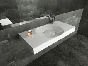Lavabo da appoggio a parete BS6059 in fusione di marmo - 100 x 48 x 10 cm - Bianco