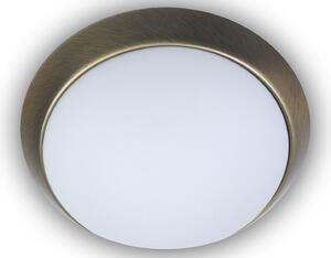 Lampada da soffitto / diffusore a cupola, vetro opalino opaco, anello decorativo in ottone anticato, Ø 45 cm
