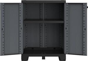 TERRY Armadietto da Esterno / Balcone in Plastica Antipioggia 2 ante 1 ripiano Dimensioni 68x39x93,5 cm colore Grigio - Ardesia