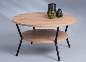 Tavolino - Finitura rovere Artisan - Nero - Metallo - Ø 80 cm