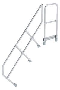 Scala con piattaforma a 45° secondo corrimano per 6 gradini inclinazione 45°