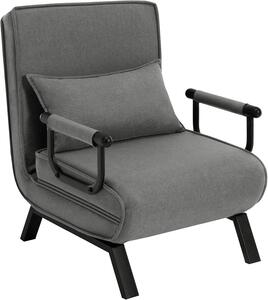 Poltrona letto WOLTU 3 in 1, con schienale regolabile, struttura in metallo canvas, grigio scuro