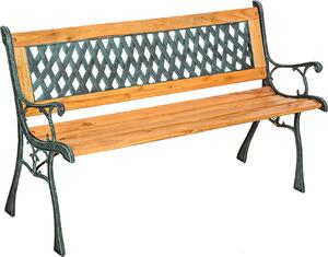 Panchina da giardino Tamara L 128 x P 51 x H 73 cm, in legno e ghisa, colore marrone