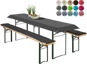Heimtexland ® Set di rivestimenti per set da birreria, 3 pezzi: tovaglia, imbottitura per panca da birreria, cuscino per seduta, decorazione da tavola, tipo 698, nero, per tavoli da 70x220 cm