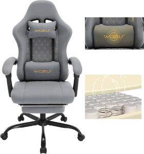Sedia da gaming WOLTU con funzione massaggio, cuscino a molle insacchettate, ergonomica, tessuto a rete, grigia
