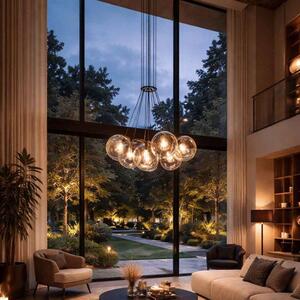 S.luce cluster glass globe gallery lamp Lampada a sospensione 7-flame gallery lamp clear Ø 30cm rotonda, allungata