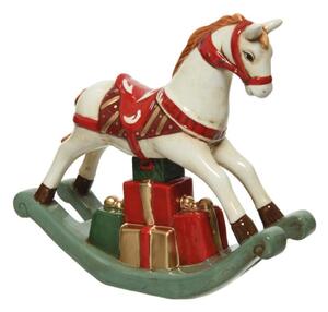 Figura natalizia multicolore Cavallo dondolo in porcellana L 20.5 x P 19 x H 6 cm