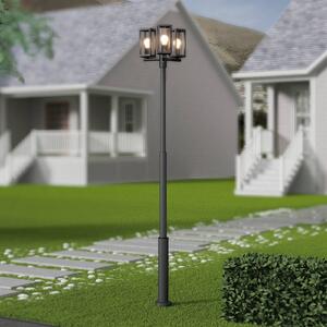 Lucande lampada da esterno Siveta, 240cm, 3 luci, nero, E27, IP65