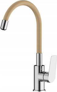 Miscelatore da cucina con bocca girevole beige-cromo Elba