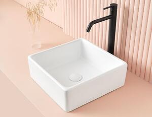 Lavabo da appoggio CAGLIARY 37,5 x 37,5 x 13h cm, con valvola a stelo "ClickClack", bianco