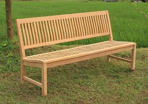 Panchina da giardino robusta KINGSBURY - Teak di prima qualità senza braccioli, 180 cm