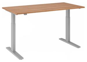 Scrivania regolabile in altezza XMKA | 2 motori | 120-180 cm | elettrica | noce, colore telaio:argento, dimensioni piano d'appoggio:160 x 80 cm