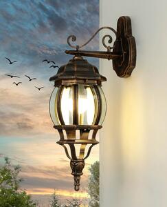 Lampada da esterno nostalgica "Brest" alluminio vetro rame H: 51,5 cm IP44 applique da terrazzo