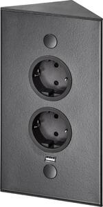THEBO Colonna angolare a due prese, modello ST 3007/200/2, colore nero, con porta USB / prese angolari / multipresa / prese