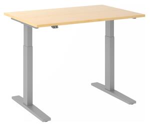 Scrivania regolabile in altezza XMKA | 2 motori | 120-180 cm | elettrica | acero, colore telaio:argento, dimensioni piano tavolo:120 x 80 cm