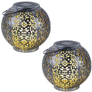 2 lampade solari a LED, in plastica, lampade a sospensione, H 17 cm