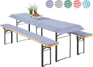 Heimtexland ® Set di 3 coperture per set da birreria 2x imbottitura per panca da birreria 1x tovaglia a quadretti Vichy Decorazione da tavolo da giardino tipo 331 blu Dimensioni tavolo 70x220 cm