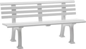 Panchina da giardino Blome Sylt a 3 posti, in plastica di facile manutenzione, con 9 profili multicamera, 2 piedi e schienale, bianco