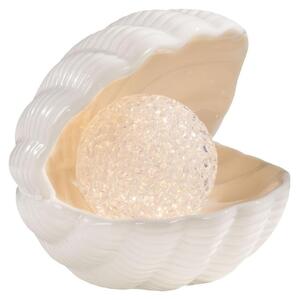 Conchiglia decorativa a LED - 14 x 16 cm - Bianca - Vetroceramica - Plastica - Alimentata a batterie