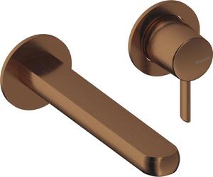 SANYCCES Miscelatore per lavabo a parete Dedal ColdOpen con corpo incasso, oro rosa spazzolato