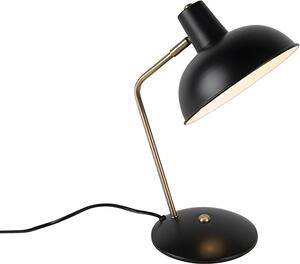 QAZQA - Lampada da tavolo Modern Retro nera con bronzo - Milou I Soggiorno I Camera da letto - Acciaio rotondo - Adatta a LED E14