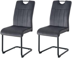 Xonox.home Set di 2 sedie oscillanti Lisa velour look antracite (L/H/D): 43 x 98 x 61 cm