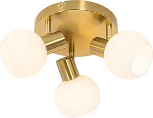 QAZQA - Faretto da soffitto Art Déco oro I ottone con vetro opalino a 3 luci Spot regolabile - Anouk I soggiorno I camera da letto - rotondo - adatto a LED E14