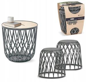 Set Salottino Multifunzione Sedie e Tavolini Contenitore Impilabile Uniqubo 2+1 IKU BS Prosperplast