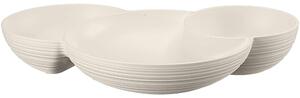 Antipastiera, Tierra 3 scomparti Dimensioni 29,5x21,4xh 5,2 cm Post Consumed Recycled Poliestereastic, Bianco latte