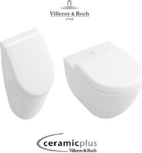 Villeroy & Boch Orinatoio Subway con WC sospeso 2.0 senza bordo CeramicPlus e sedile WC QuickRelease SoftClose, bianco alpin