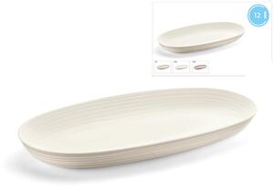 Vassoio Da Portata Tierra realizzato con plastica riciclata di 12 bottiglie 41x22,9xh4,2 cm -5000 cc colore Bianco latte