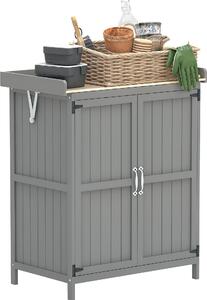 Casetta da giardino Outsunny in legno, casetta per attrezzi resistente alle intemperie 74x43x88cm, casetta per attrezzi