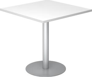 BISTRO F88Q S - Tavolo da riunione modulare bianco 80 x 80 argento