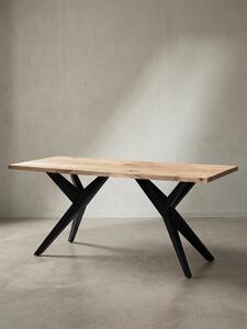 Tavolo da pranzo 200x100x76 cm in legno massello di acacia Tavolo da pranzo in metallo in stile loft, tavolo da cucina con gambe in metallo, tavolo in legno industriale grande, tavolo da pranzo rettangolare